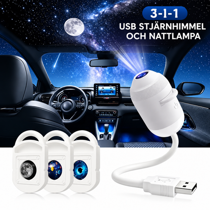 USB Starry Sky Projector Night Light 360° Adjustable Galaxy Atmosphere Lamp for Car Interior Home Bedroom Romantic Nightlight
